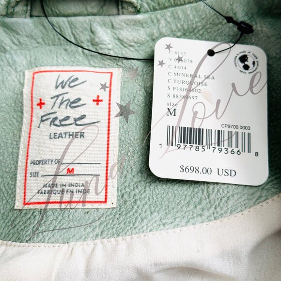 FREE PEOPLE We The Free Wesley Jealousy Leather Jacket In Green (size M) NWT - Picture 14 of 15